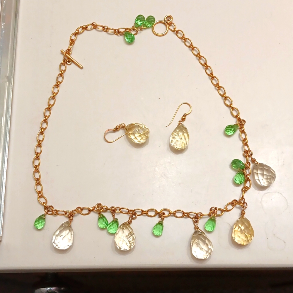 Citrine Necklace and Earring Set